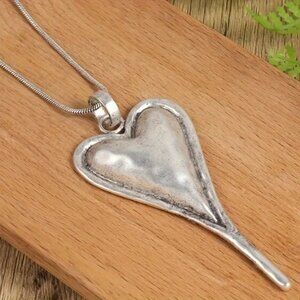 1pc   Vintage Large Heart Pendant Necklace